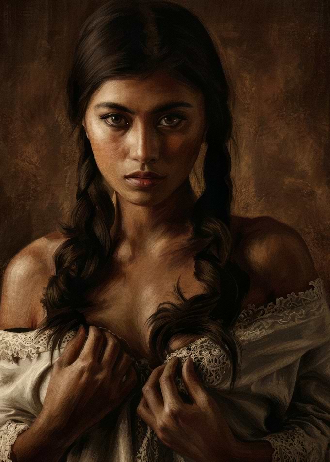 Portrait of a Young Woman with Braids