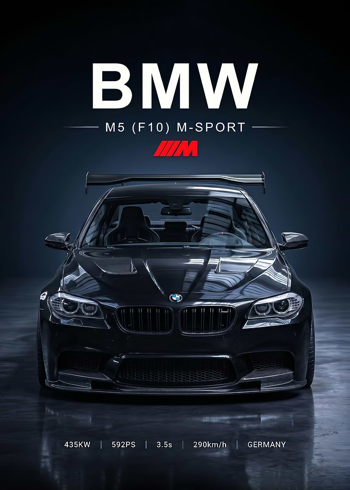 sleek black BMW M5 F10 M SPORT Poster