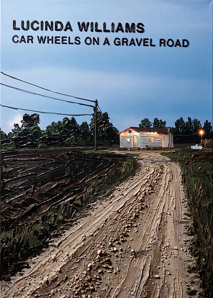 Car Wheels on a Gravel Road Album Cover Art Painting