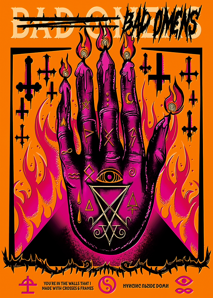 Bad Omens Hand with Symbols