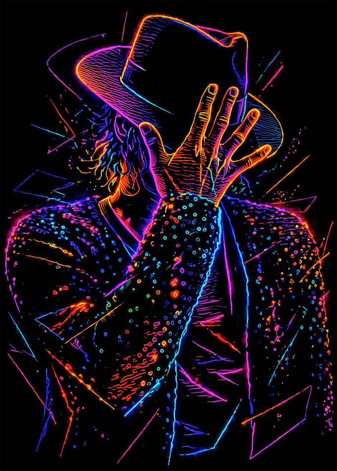 Neon Michael Jackson Portrait