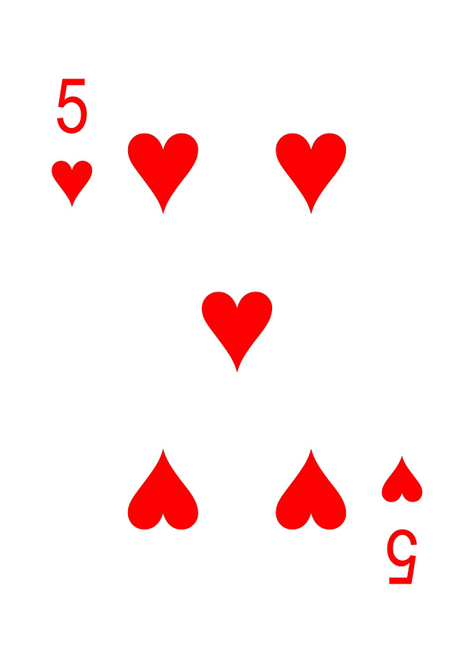 5 of Hearts Playing Card