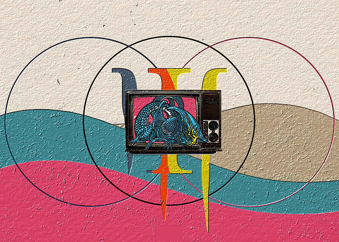 Dragons on Vintage TV Screen