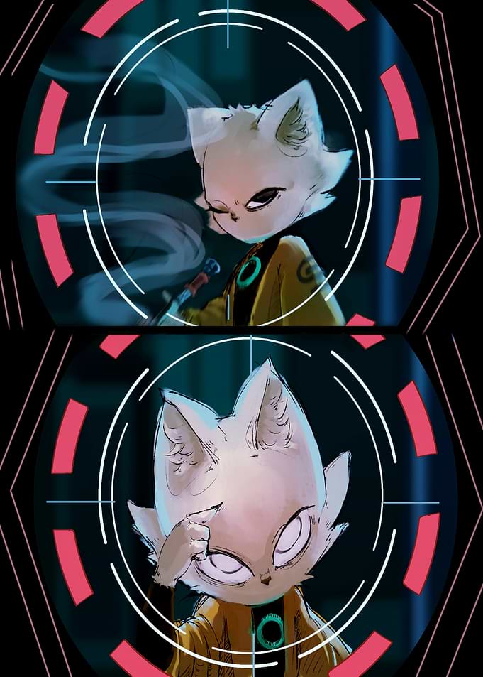 Anthropomorphic Cat Character in Scope