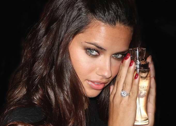 Adriana Lima with Perfume Bottle