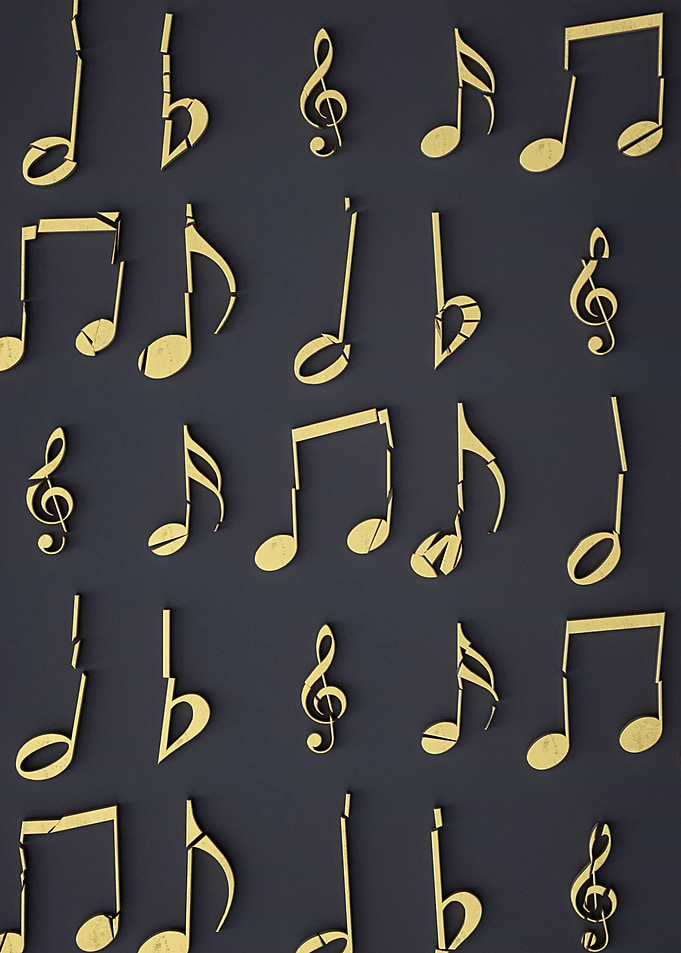 Golden Musical Notes on Dark Background