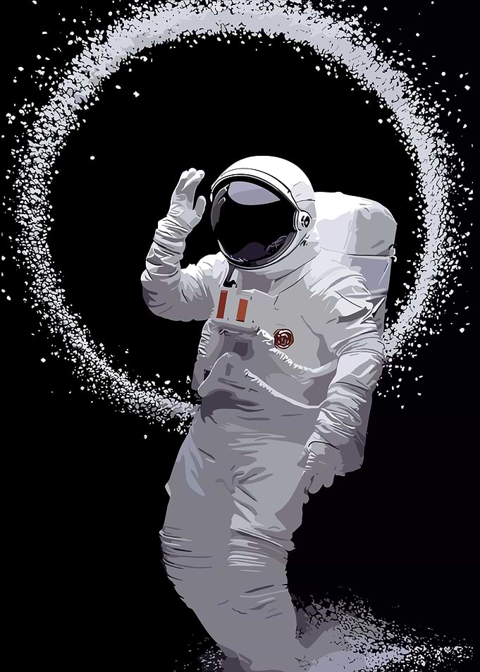 Astronaut waving in space