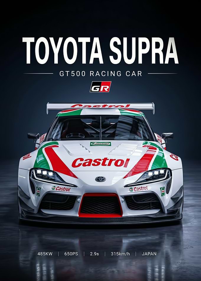 sleek race Toyota Supra GT500 Car poster