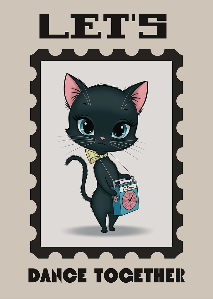 Cute Cat with Music Player