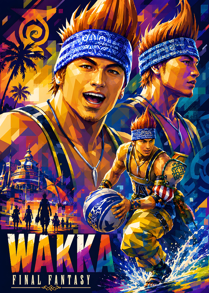 Wakka from Final Fantasy - Polygonal Art Style Illustration