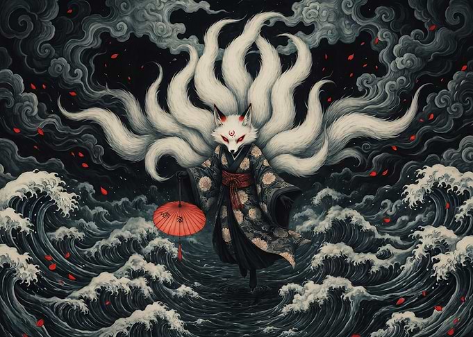 Kitsune Spirit in Stormy Seas