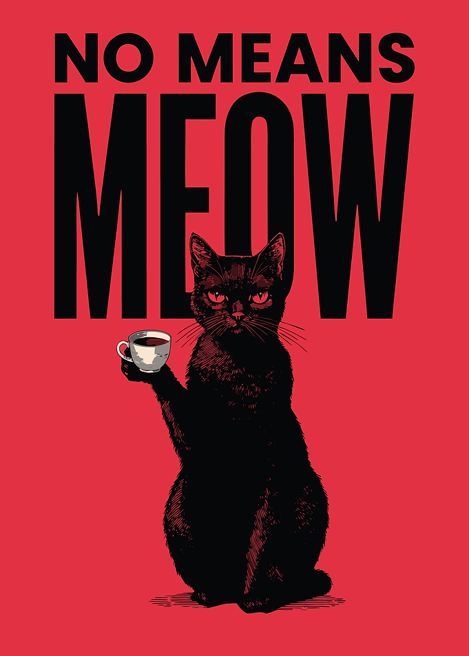 Black Cat with Coffee
