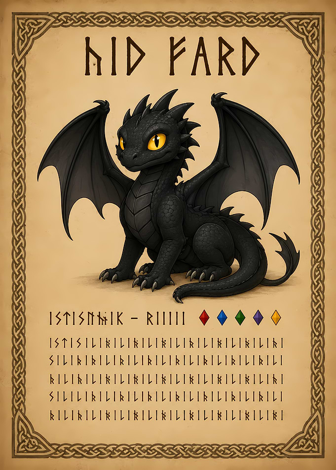Cute Baby Dragon with Runes