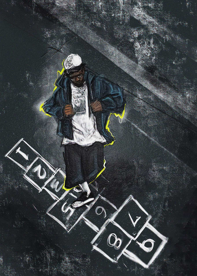 Man on Hopscotch Court kendrick lamar