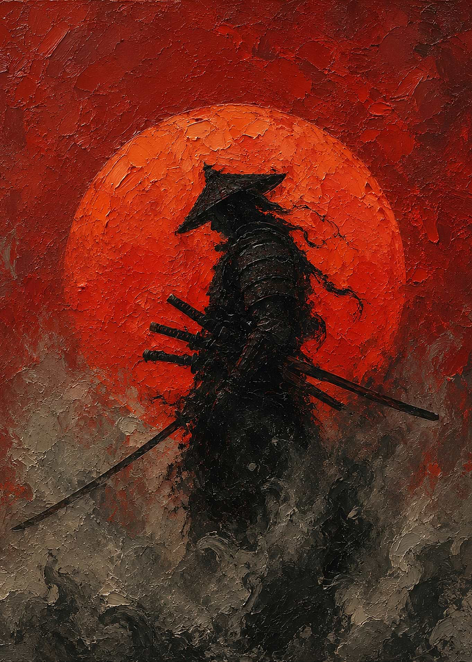 Samurai Warrior Under a Red Sun