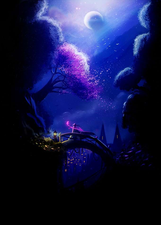Magical Night Bridge Scene