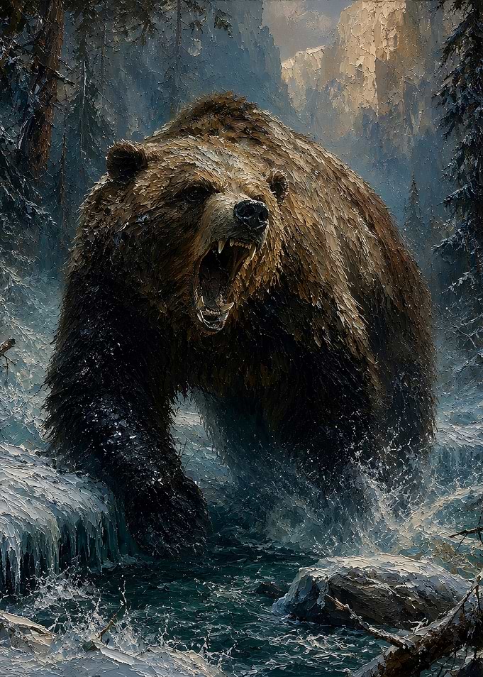 Furious Bear in Snowy River