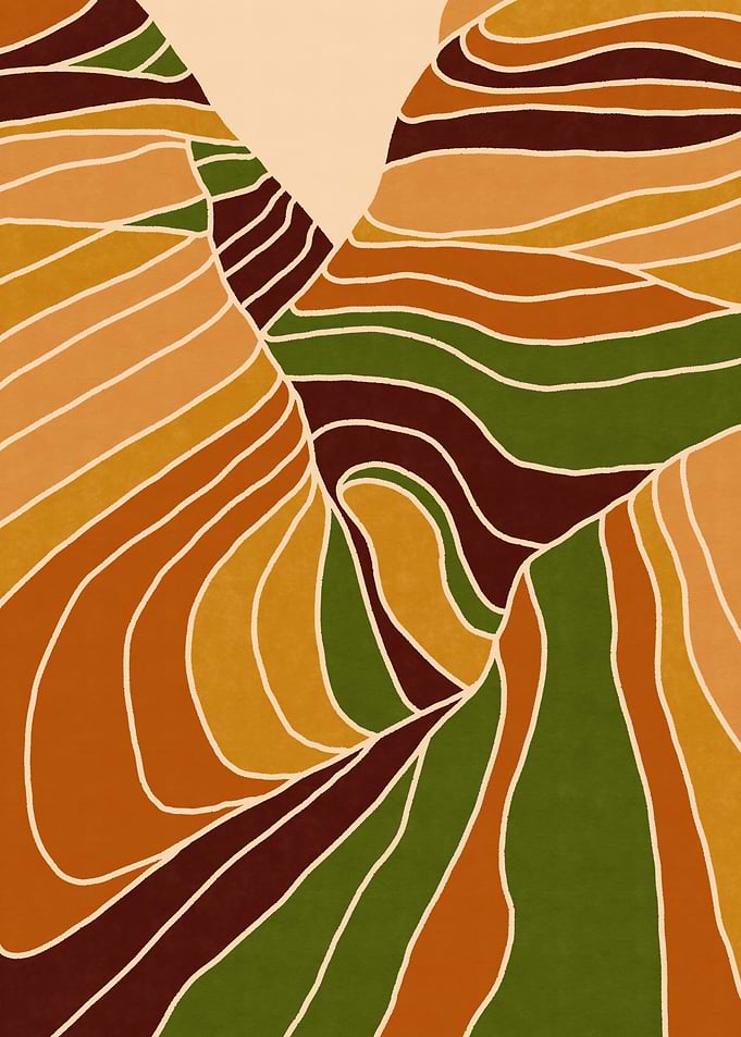 Abstract Wavy Landscape Art