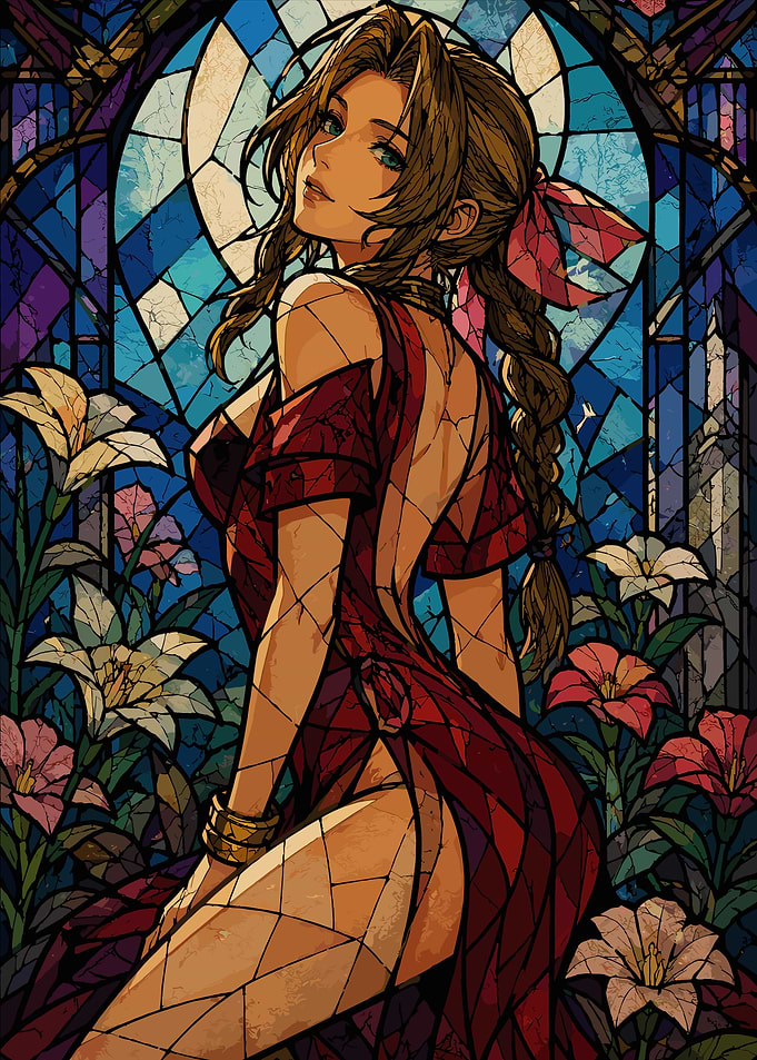 Aerith Gainsborough Stained Glass Art