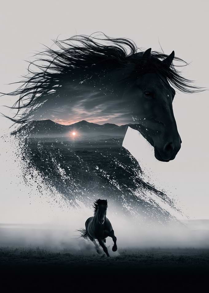 Double Exposure Horse and Landscape