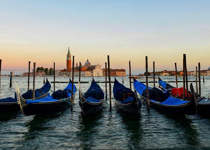 Venetian Gondolas at Sunset