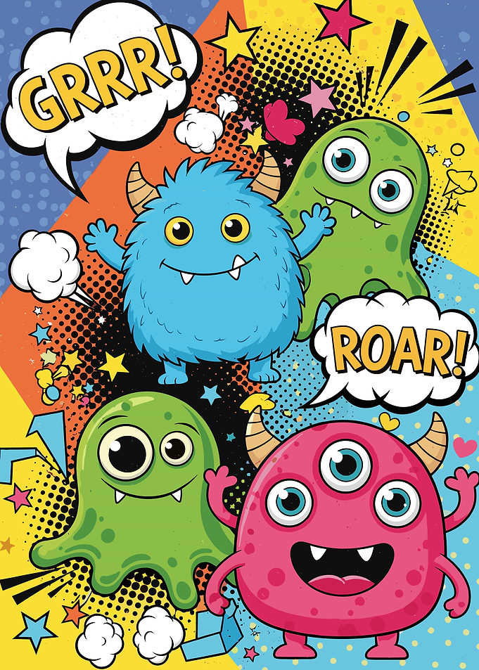 Cute Monsters Roaring