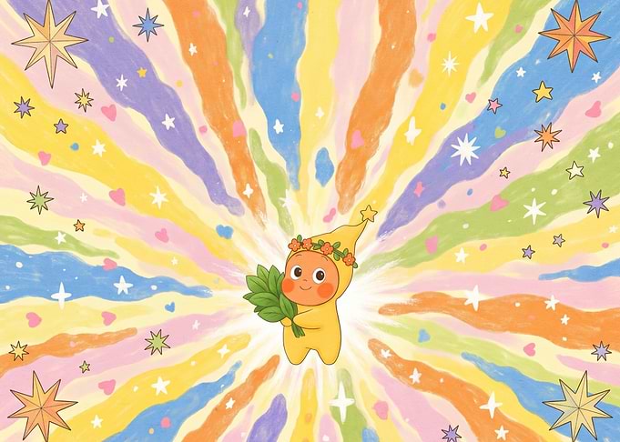 Cute character with flower crown and leaves
