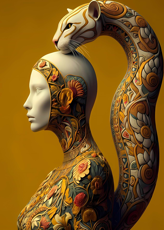 Ornate Humanoid with Feline Head