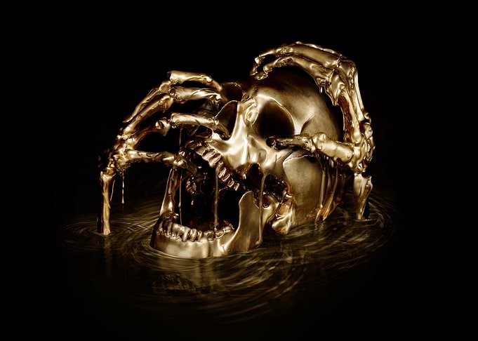 Golden Skull in Water