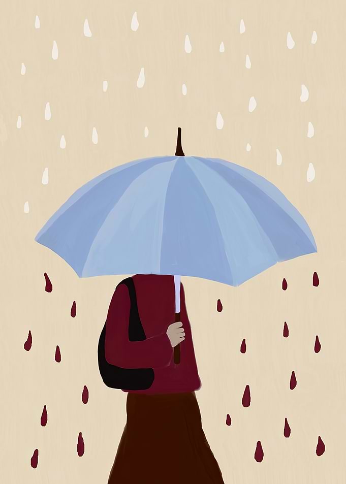 Person with Umbrella in Rain