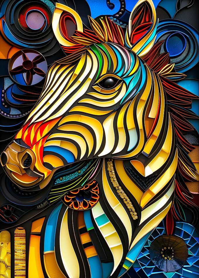 Vibrant Zebra Portrait