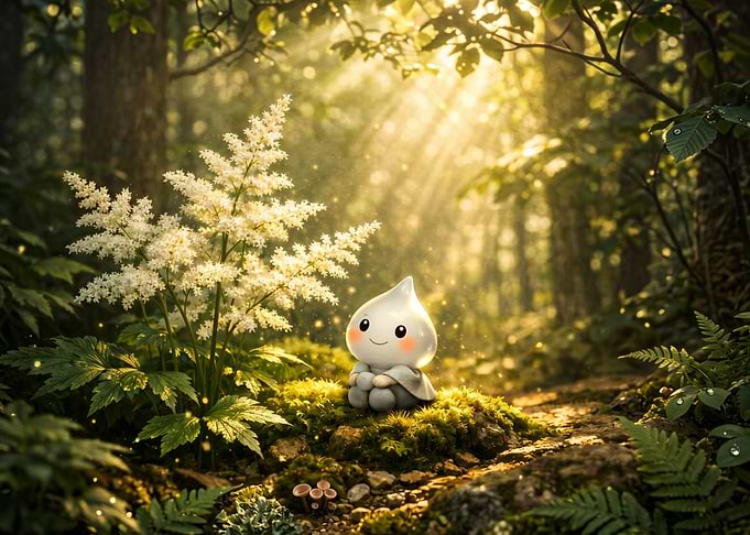 Cute character in a magical forest