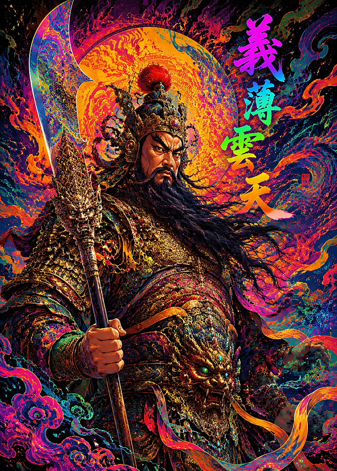 Guan Yu with Psychedelic Background