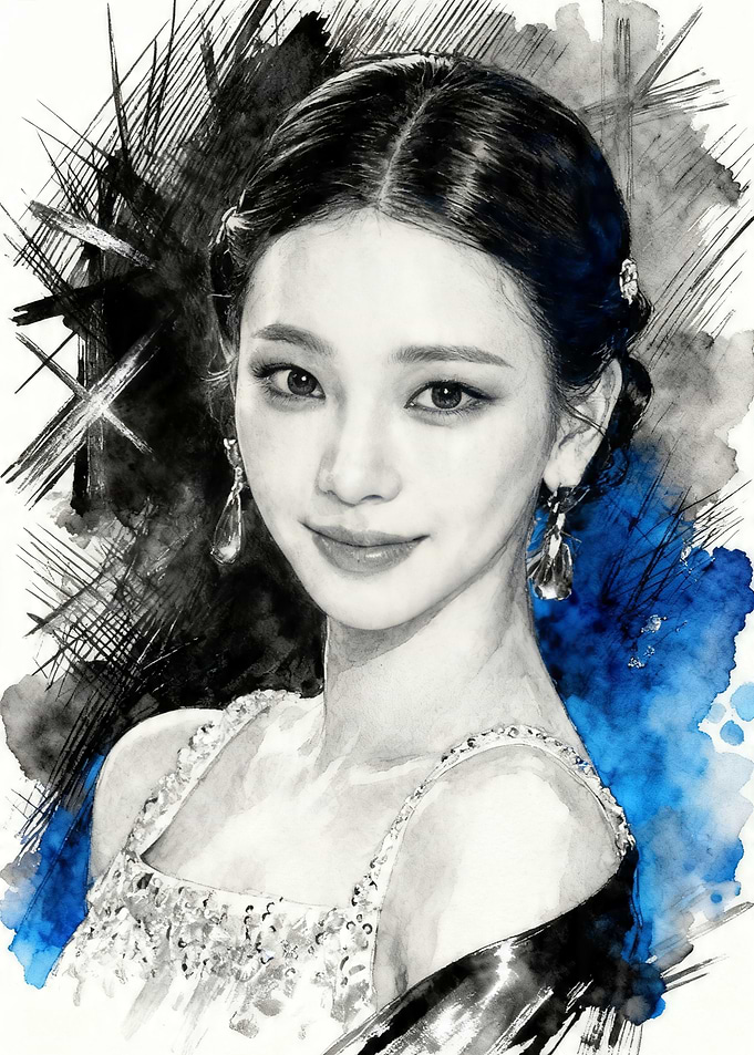 Karina of AESPA Watercolor Portrait