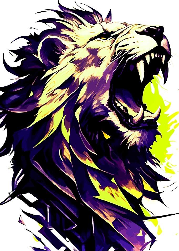 Roaring Lion Head Illustration