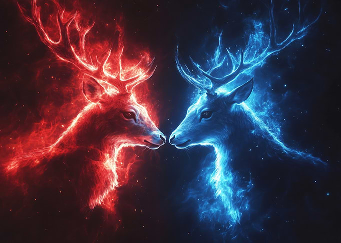 Cosmic Deer of Fire and Ice