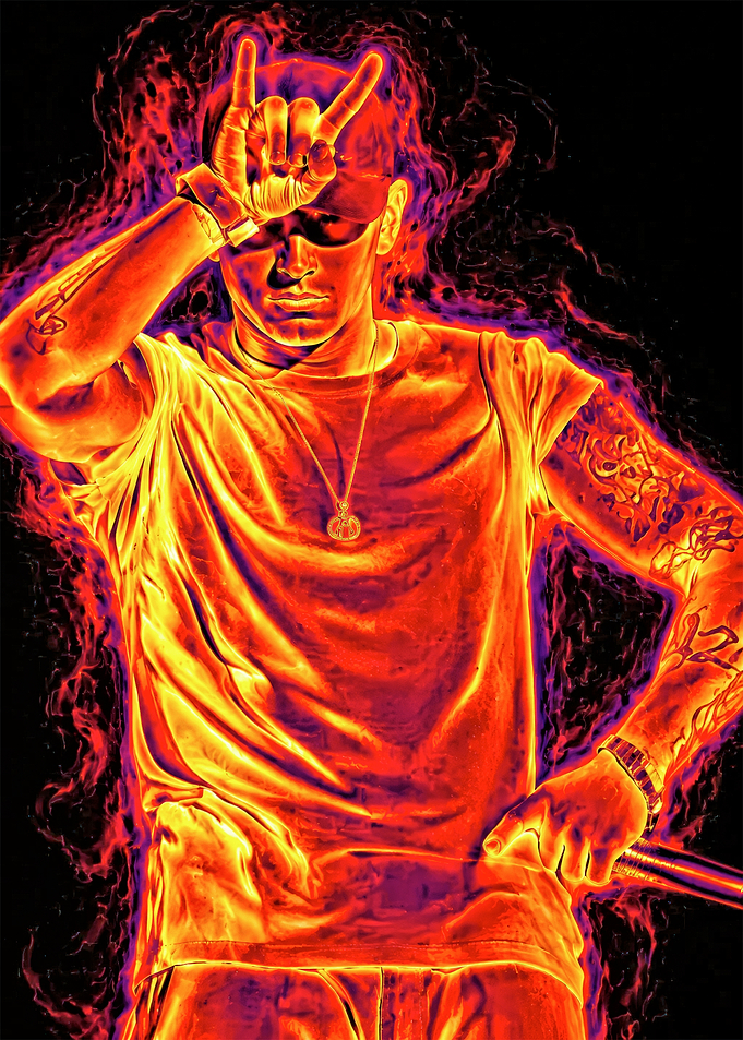 Eminem Performing with Fiery Aura