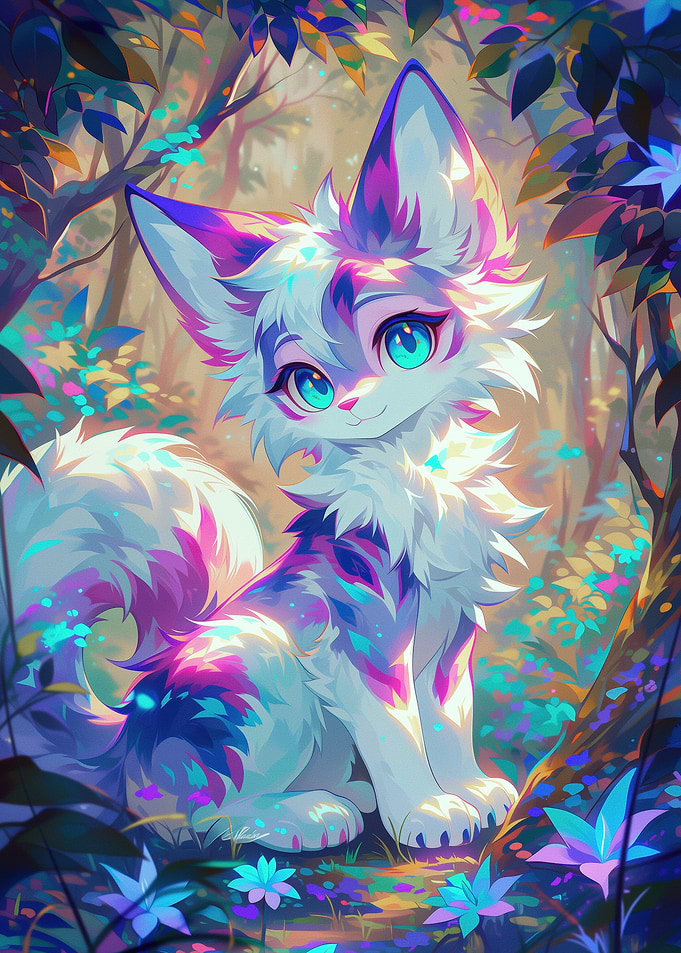 Cute Fennec Fox in Magical Forest