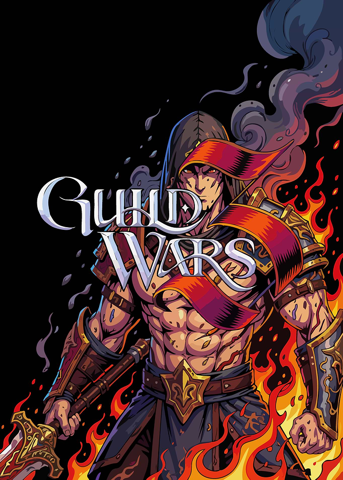 Guild Wars Warrior in Flames