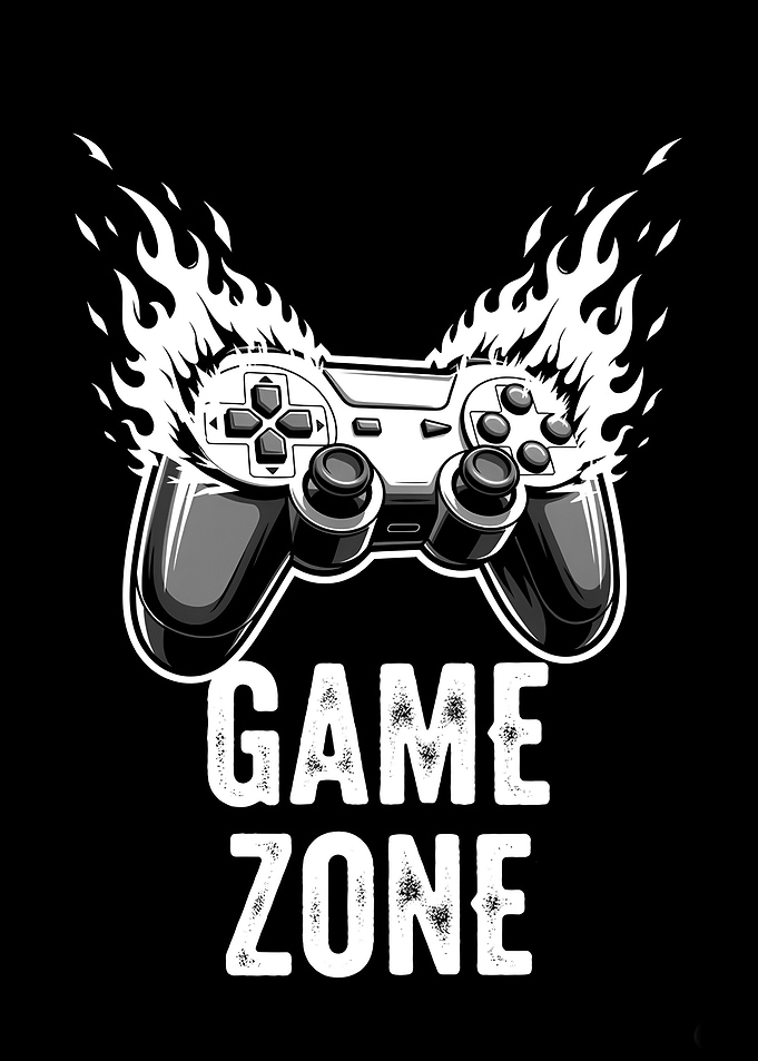 Flaming Game Controller with Text