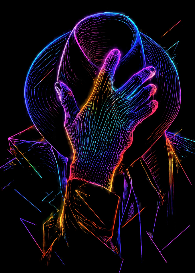 Neon Hand and Hat