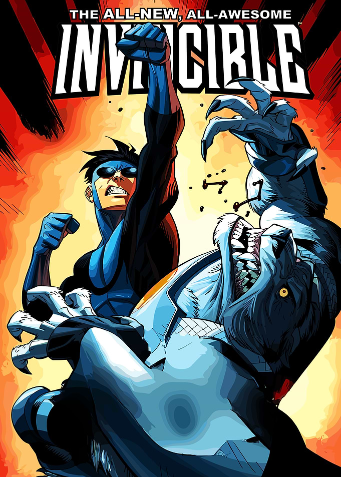Invincible fighting a monster