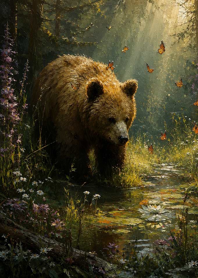 Bear in a Butterfly Forest