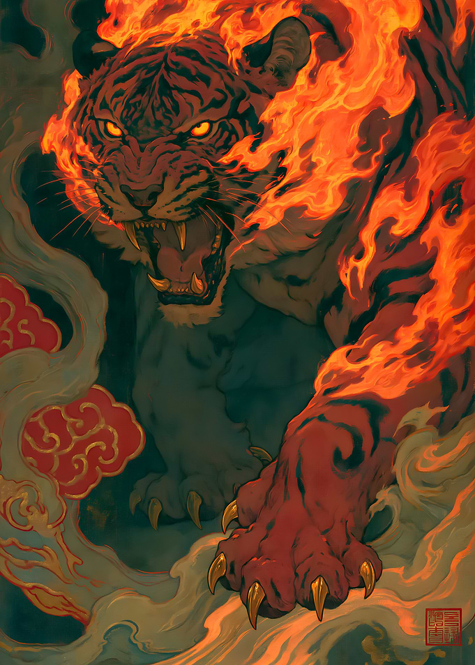 Fiery Tiger with Glowing Eyes