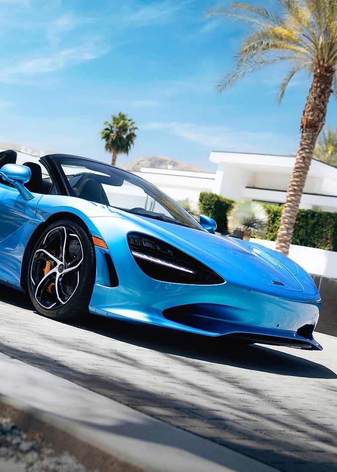Blue McLaren Convertible in Sunny Palm Springs