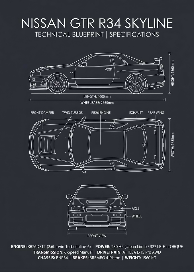 Nissan Skyline R34 Blueprint