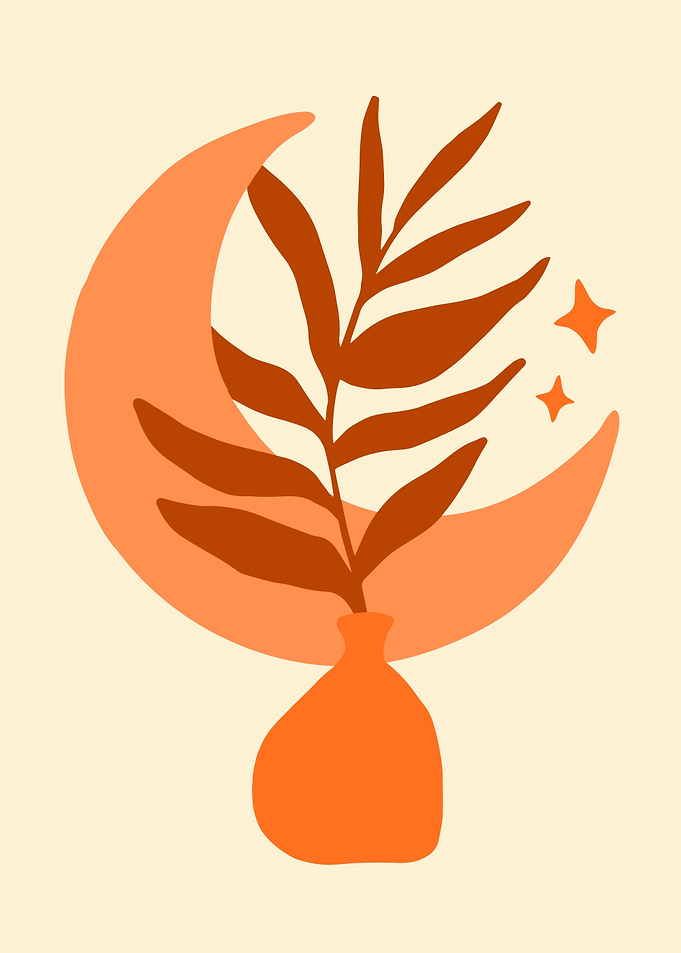 Boho Moon Plant Vase Art