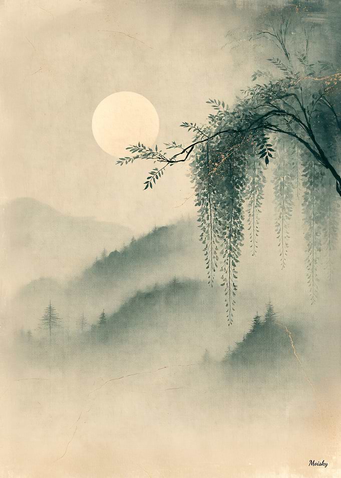 Zen Horizon Moonlit Wisteria No. 11 – Japanese Wisteria Wall Art