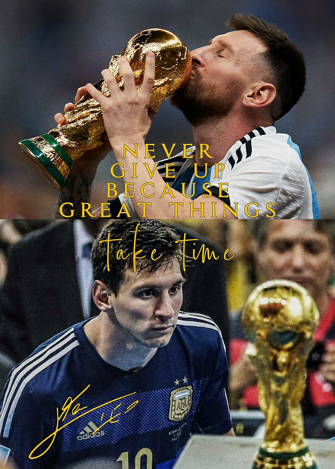 Lionel Messi with World Cup Trophy