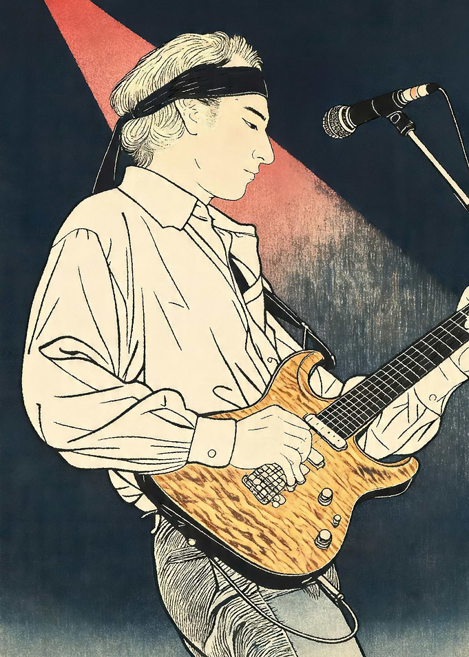 Musician Playing Guitar on Stage